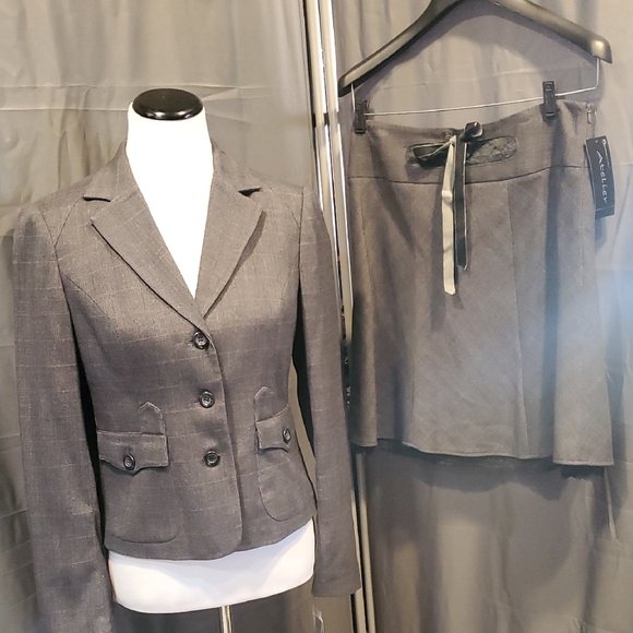 Atelier Jackets & Blazers - Atelier Women's Gray Blazer and Matching Skirt
